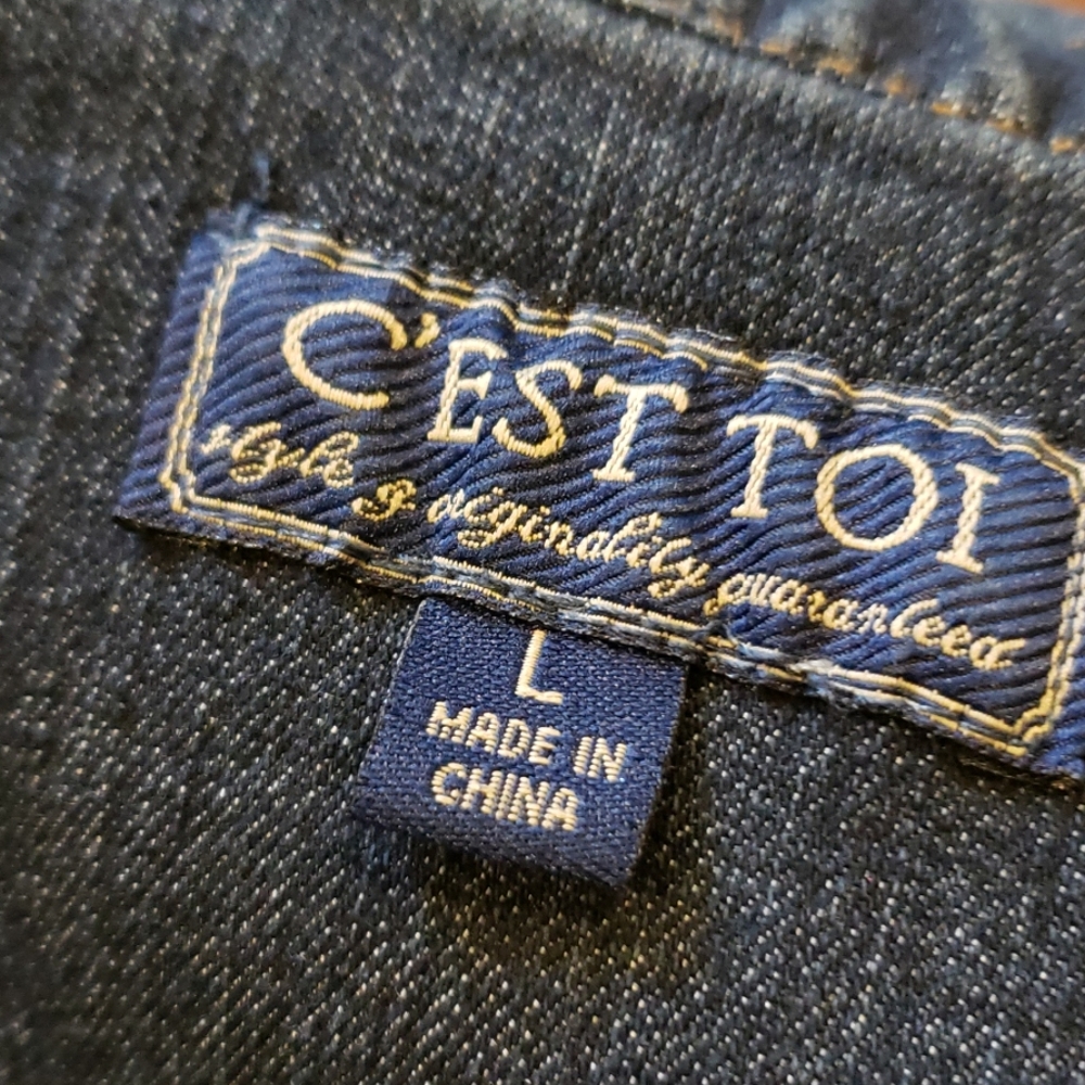 Blue Dark Wash Denim Vest L - Picture 4 of 5